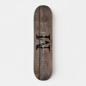 Naam Rustic Wood Pattern Monogram Skateboard (Voorkant)