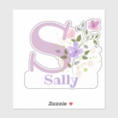 Naam Sally met de Sticker van S van de Brief (Vel)