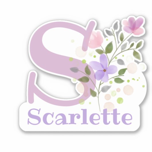 Naam Scarlette met de Sticker van de Brief S uit (Voorkant)