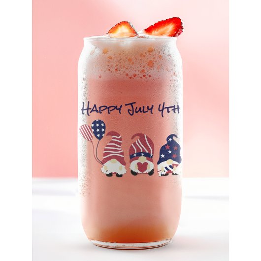 Naam, Schattige 4 juli Gnomes & Balloons Blikvorm Glas