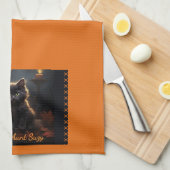Naam, Schattigee Halloween Kitten, Jack o Lantern Theedoek (Quarter Fold)