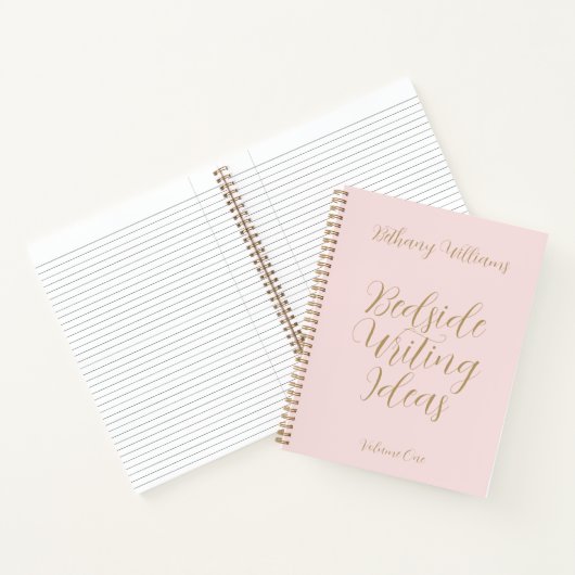 Naam schrijver Trendy Blush Pink Script Gold-lapto Notitieboek (Binnen)