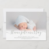 Naam script hartfoto groene jongen baby geboorte aankondiging (Voorkant)