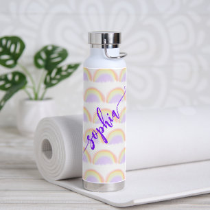 Naam script kleurig regenboogpatroon gepersonalise waterfles