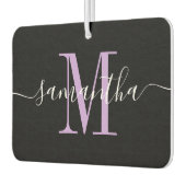 Naam Script Lavender Monogram Hart Foto zwart Luchtverfrisser (Links)