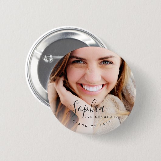 NAAM SCRIPT RONDE BUTTON 5,7 CM (Voorkant /achterkant)