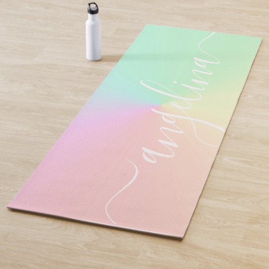 Naam Script Tekst Gedempt gradiënt Ombre Regelboog Yogamat (In situ)