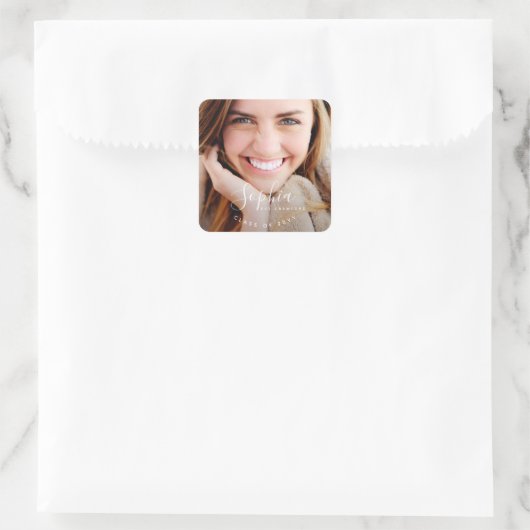 NAAM SCRIPT VIERKANTE STICKER (Tas)