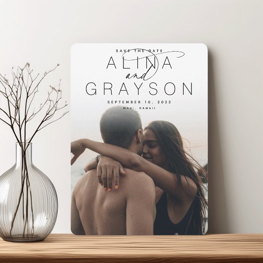 Naam selectiekader | Moderne verticale foto Save The Date