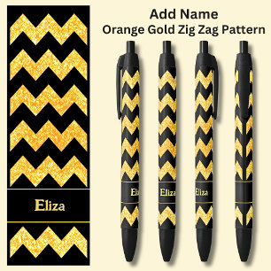 Naam Sinaasappel Gold Zig Zag op Zwart Zwarte Inkt Pen