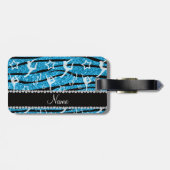 Naam sky blue gymnastics glitter zebra stripes bagagelabel (Achterkant horizontaal)