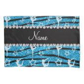 Naam sky blue gymnastics glitter zebra stripes kussensloop (Voorkant)