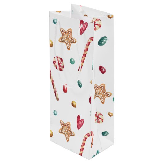 Naam, Snoep & snoep, Kerst Winter Feestdagen Wijn Cadeautas (Achterkant Gekanteld)