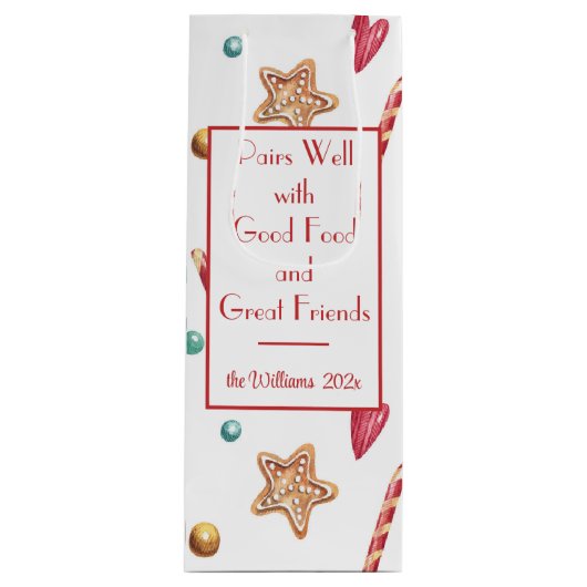 Naam, Snoep & snoep, Kerst Winter Feestdagen Wijn Cadeautas (Voorkant)