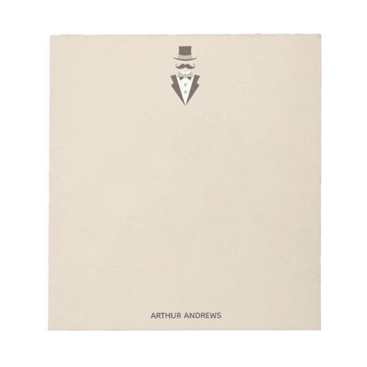 Naam  snor Man Top Hat Notitieblok (Voorkant)