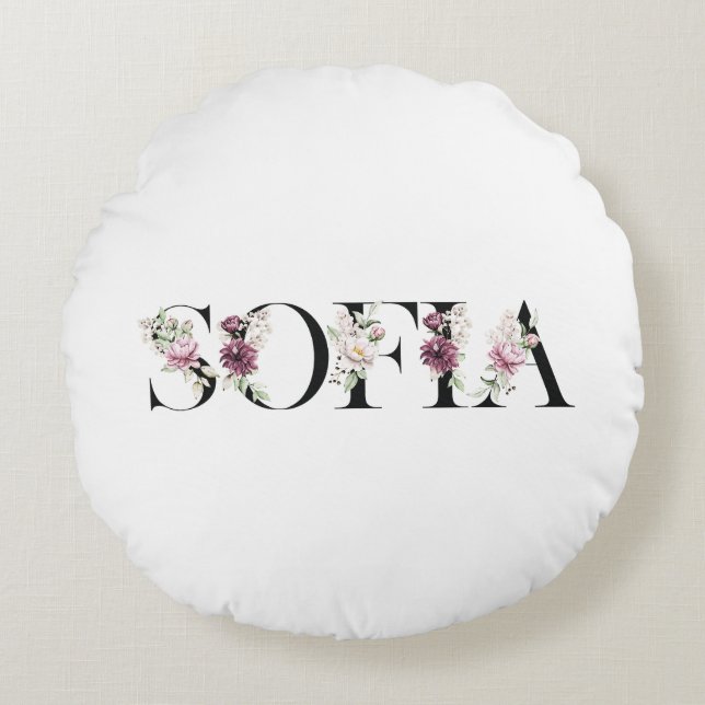 Naam Sofia. Mijn naam is Sofia. Rond Kussen (Voorkant)