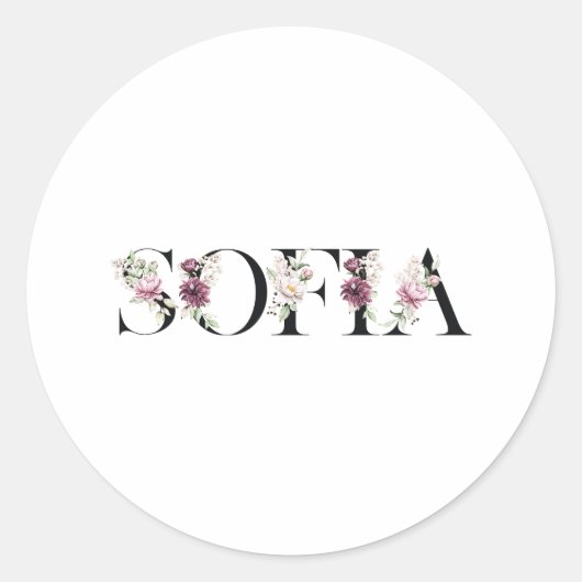 Naam Sofia. Ronde Sticker (Voorkant)