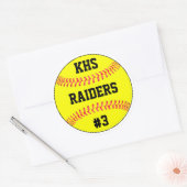 Naam Softball-team, schoolbrieven & afspeelnummer Ronde Sticker (Envelop)