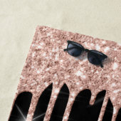 Naam Sparkly Glitter Drivers Roze Rose Gold Black Strandlaken (In situ)