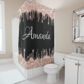 Naam Sparkly Glitter Drivers Roze Rose Gold Blush Douchegordijn (In situ)