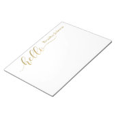 Naam Speciaal Stijlvol goud "Hallo" Notitieblok (Schuin)