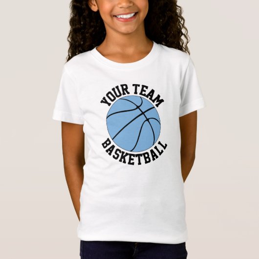 Naam, speler en nummer van het Light Blue Basketba T-shirt (Voorkant)