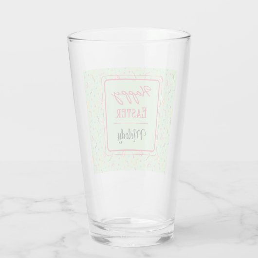 Naam, Spring Green Happy Easter Pint Glass Glas (Achterkant)