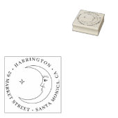 Naam Star & Moon Round Rubberstempel (Gestempeld)