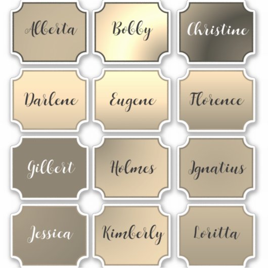 Naam Sticker Set Elegante kleuren (Voorkant)