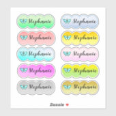 Naam Sticker Set Multi kleur met vlinder (Vel)