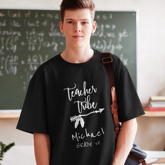 Naam student leraar middelbare school tribe script t-shirt