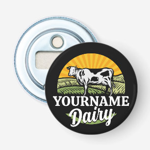 NAAM Sunset Dairy Boerderij Grazing Holstein Koe t Button Flesopener