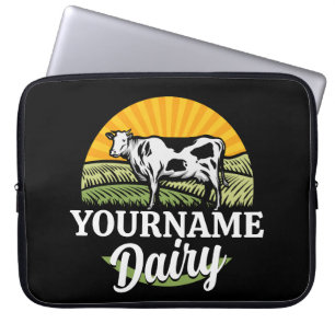 NAAM Sunset Dairy Boerderij Grazing Holstein Koe t Laptop Sleeve