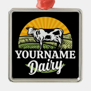 NAAM Sunset Dairy Boerderij Grazing Holstein Koe t Metalen Ornament