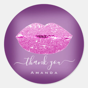 Naam Sweet16th Bridal Pink Violet Lips Ronde Sticker
