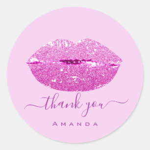 Naam Sweet16th. Paarse bride roze kus lips Ronde Sticker