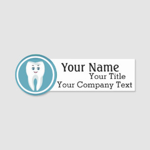 Naam Tag Happy Dentist Tooth Logo Custom Badge