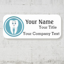 Naam Tag Happy Dentist Tooth Logo Custom Badge