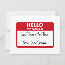 Naam tag hier Free Ice Cream