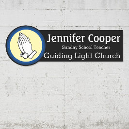 Naam Tag Praying Hands Custom Text Church Badge