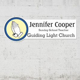 Naam Tag Praying Hands Custom Text Church Badge