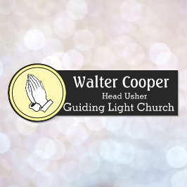 Naam Tag Praying Hands of Your Logo Usher Greeter