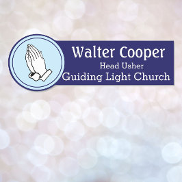 Naam Tag Praying Hands of Your Logo Usher Greeter