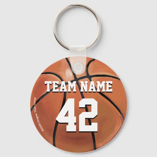 Naam team en Basketball nummer Sleutelhanger (Voorkant)