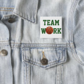 Naam team en Basketball nummer Vierkante Button 5,1 Cm (In situ)