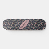  naam Tekst Floral roze Rose Skateboard (Horizontaal)