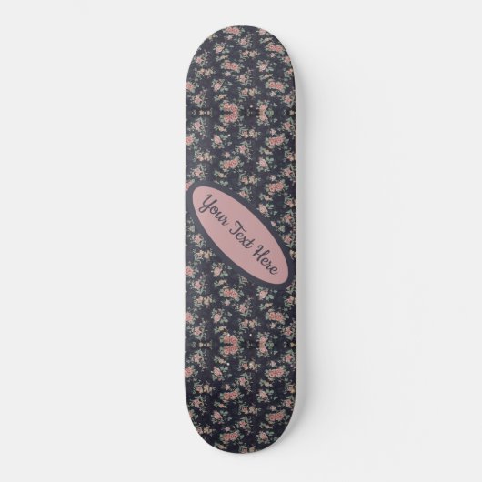  naam Tekst Floral roze Rose Skateboard (Voorkant)