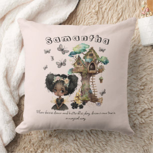 Naam Tekst Magical Woodland Fairy Butterfly Kussen