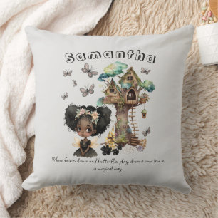 Naam Tekst Magical Woodland Fairy Butterfly Kussen