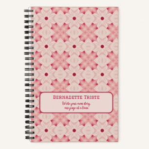 Naam Tekst roze Modern Floral Chic Girly Notitieboek